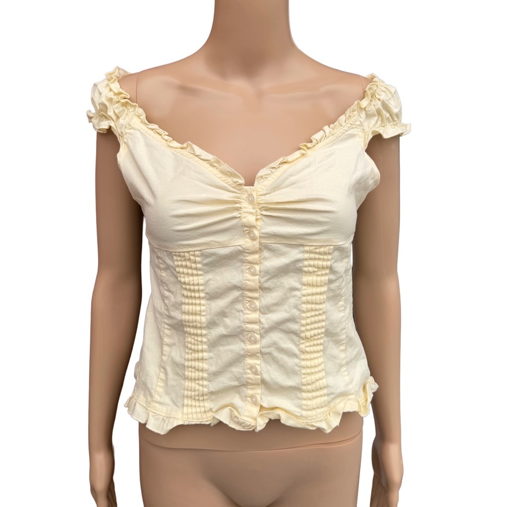 brandy melville pastel yellow ruffle top